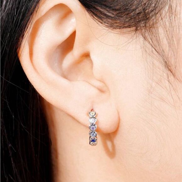 Elegant Cubic Zirconia Hoop Earrings ForWedding Anniversary - Picture 4 of 6